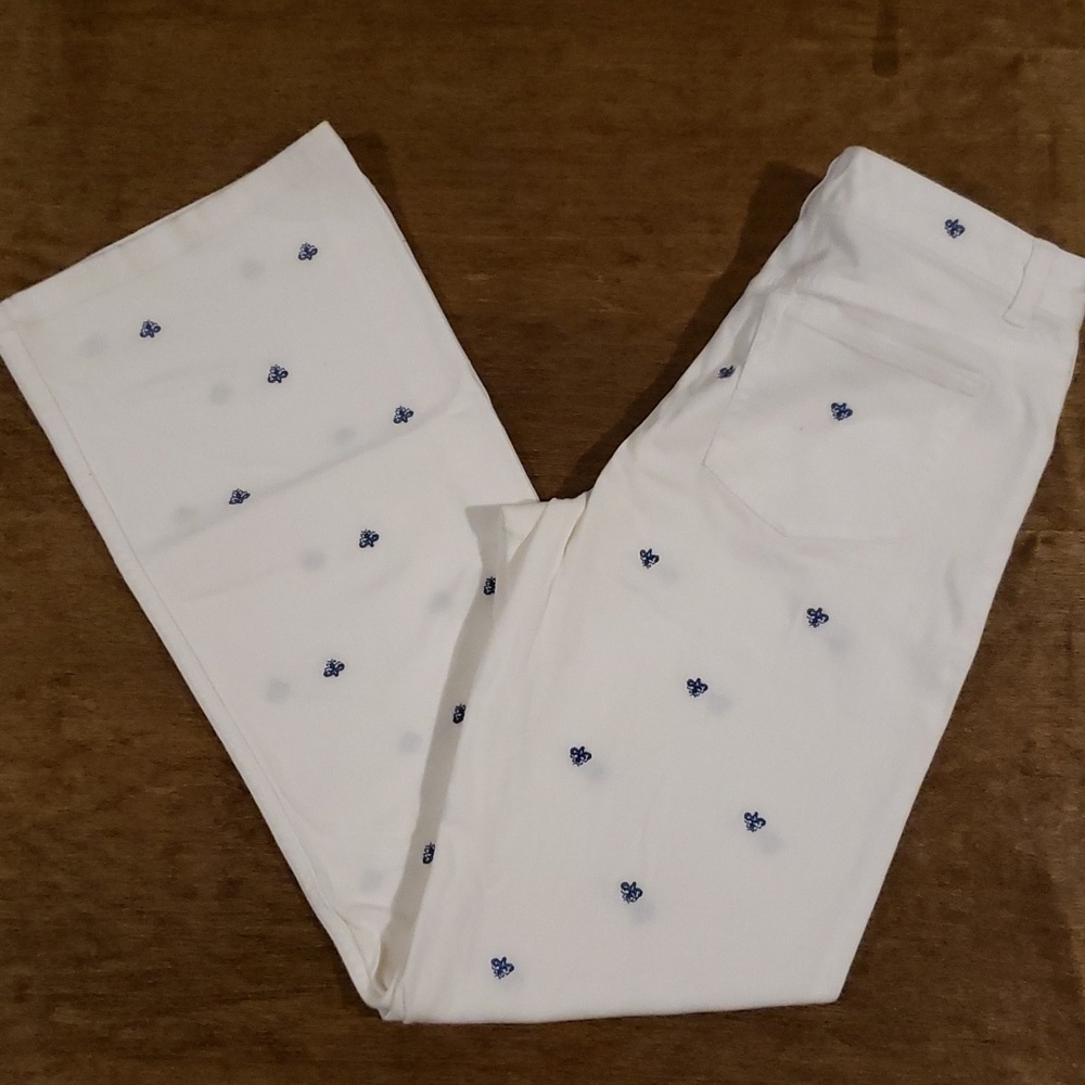 Ralph Lauren White Embroidered Cotton Pants Youth 16